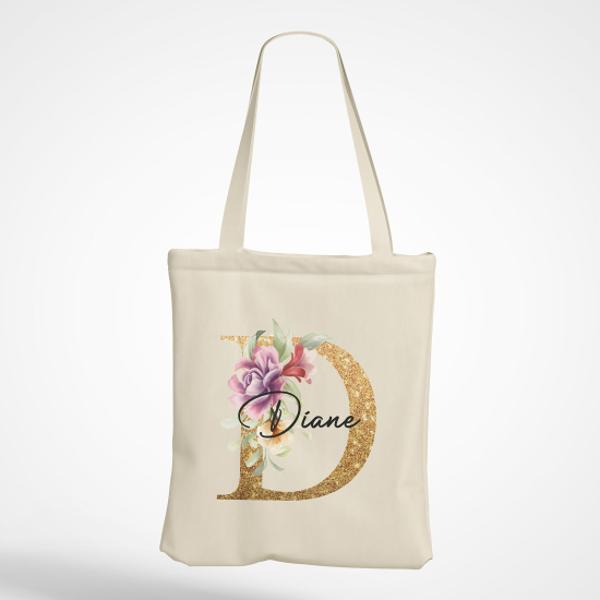 Borsa tote bag Monogram personalizzato - Lettera D