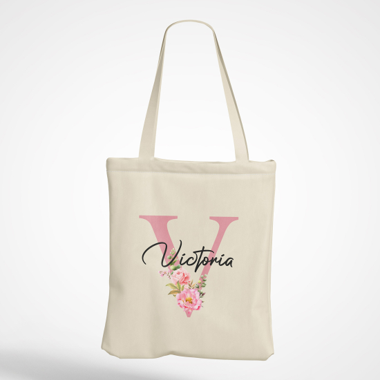 Borsa tote bag Monogram personalizzato - Lettera V