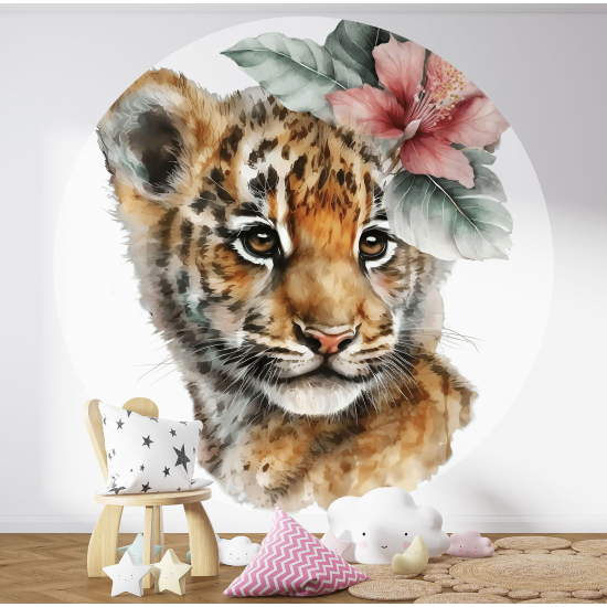 Carta da parati Cerchio / Rotondo per Bambini - Bambino Leopardo