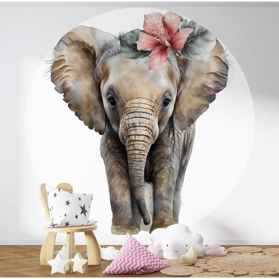 Carta da parati Cerchio / Rotondo per Bambini - Elefante