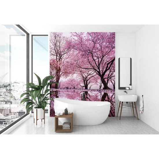 Carta da parati panoramica - Alberi foglie rosa