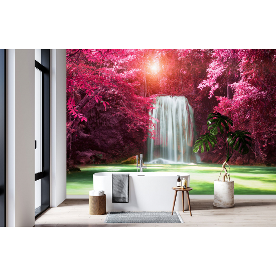 Carta da parati panoramica - Cascata Foglie rosa