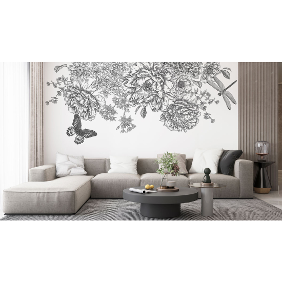 Carta da parati panoramica - Fiori Farfalla