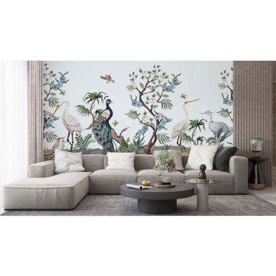 Carta da parati panoramica - Fiori Uccelli