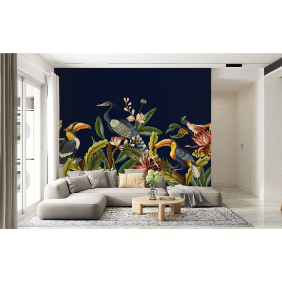 Carta da parati panoramica - Fiori Uccelli
