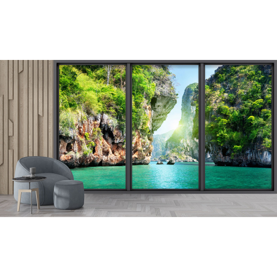 Carta da parati panoramica - Illusione ottica - Angolo paradisiaco