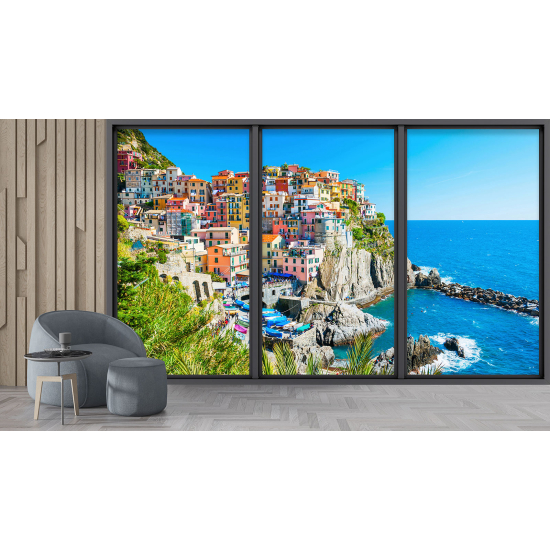 Carta da parati panoramica - Illusione ottica - Cinque Terre