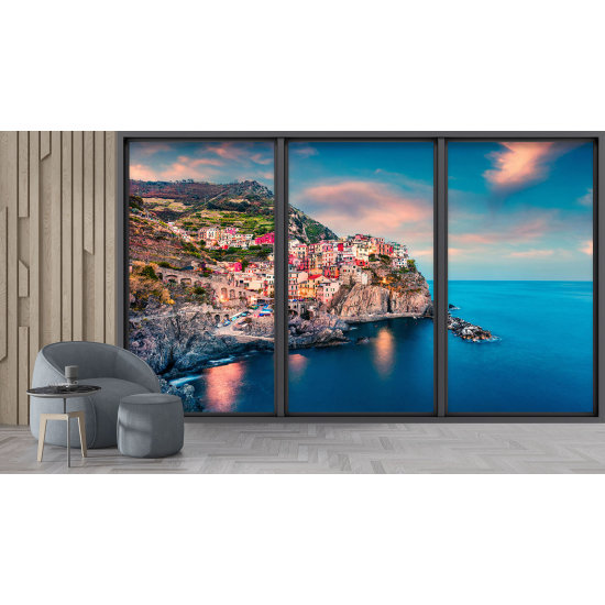 Carta da parati panoramica - Illusione ottica - Cinque Terre