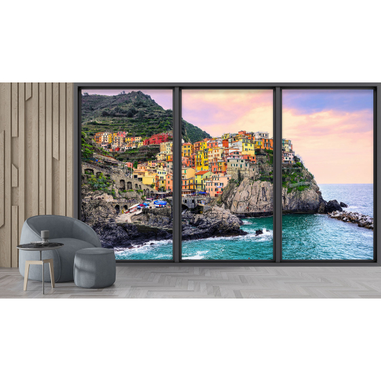 Carta da parati panoramica - Illusione ottica - Cinque Terre
