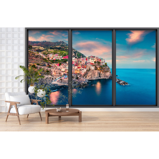 Carta da parati panoramica - Illusione ottica - Cinque Terre
