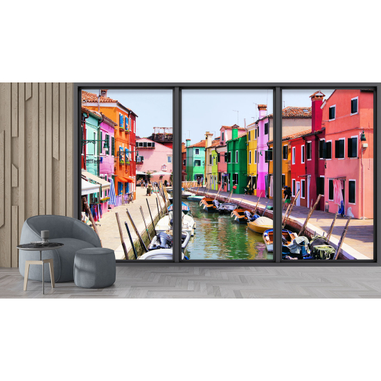 Carta da parati panoramica - Illusione ottica - Città di Burano