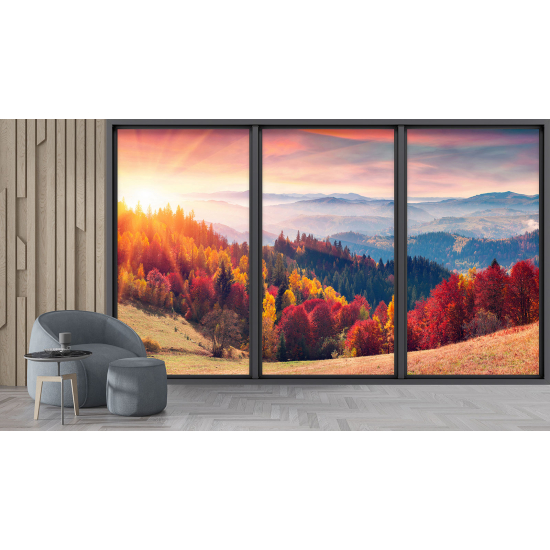 Carta da parati panoramica - Illusione ottica - Foresta autunnale