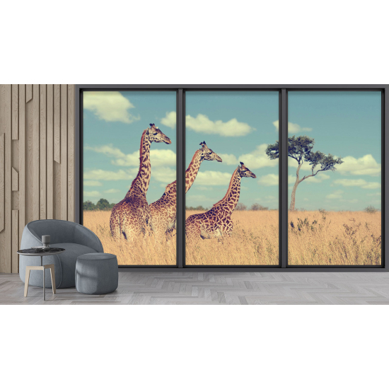 Carta da parati panoramica - Illusione ottica - Giraffe