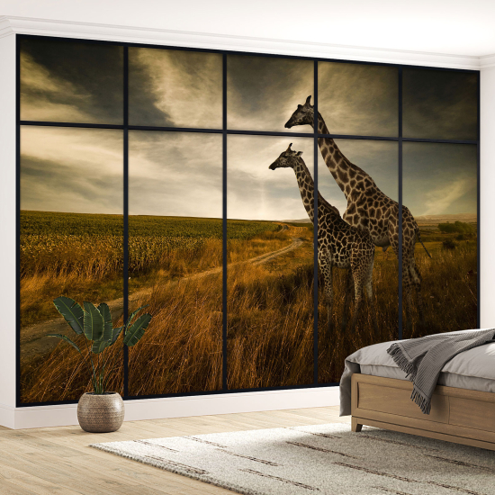 Carta da parati panoramica - Illusione ottica - Giraffe