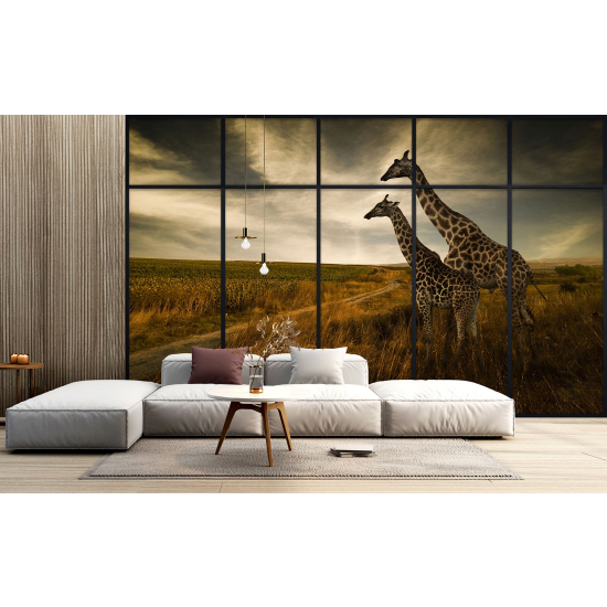 Carta da parati panoramica - Illusione ottica - Giraffe