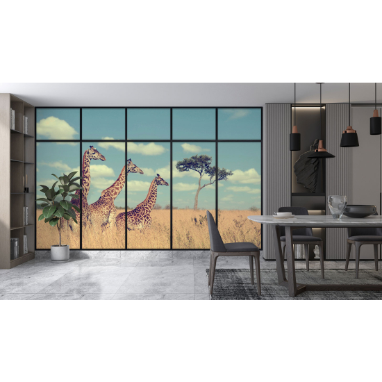 Carta da parati panoramica - Illusione ottica - Giraffe