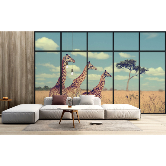 Carta da parati panoramica - Illusione ottica - Giraffe
