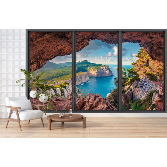 Carta da parati panoramica - Illusione ottica - Grotta vista mare
