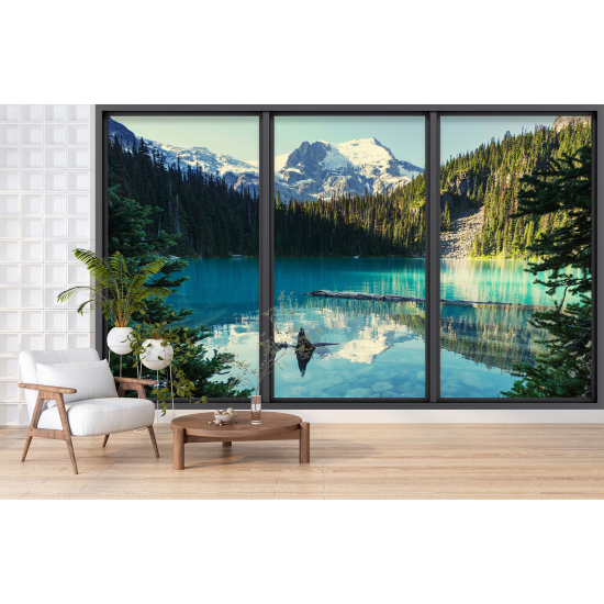Carta da parati panoramica - Illusione ottica - Lago e montagna