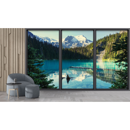 Carta da parati panoramica - Illusione ottica - Lago e montagna