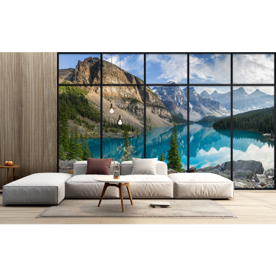 Carta da parati panoramica - Illusione ottica - Lago e montagne