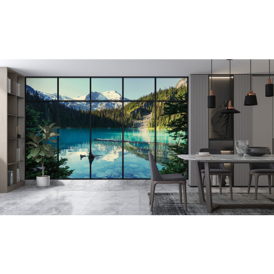 Carta da parati panoramica - Illusione ottica - lago e montagne
