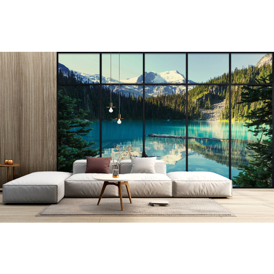 Carta da parati panoramica - Illusione ottica - lago e montagne
