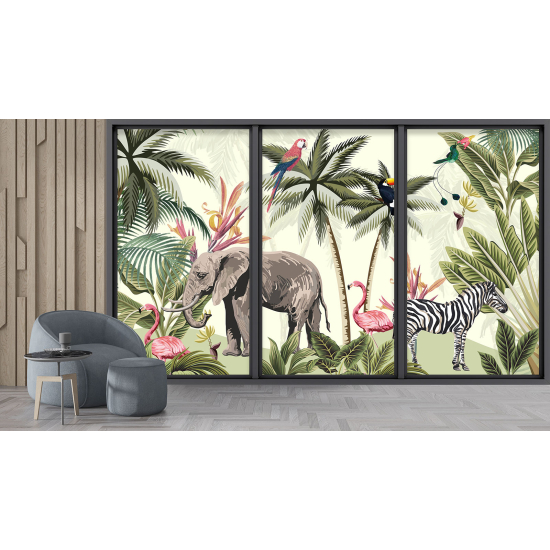 Carta da parati panoramica - Illusione ottica per Bambini - Animali della giungla