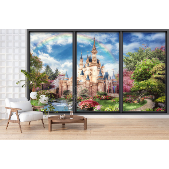 Carta da parati panoramica - Illusione ottica per Bambini - Castello arcobaleno