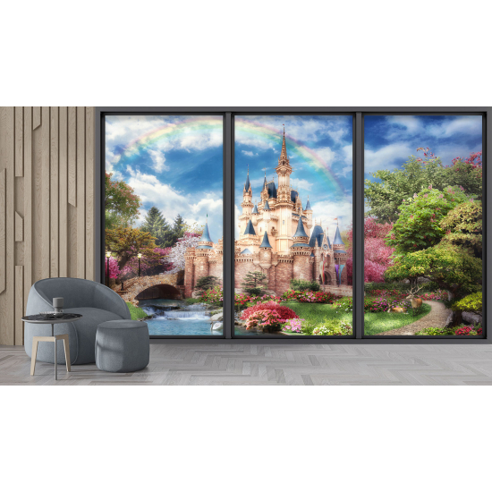 Carta da parati panoramica - Illusione ottica per Bambini - Castello arcobaleno