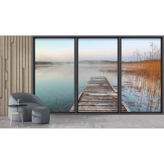 Carta da parati panoramica - Illusione ottica - Pontile lago