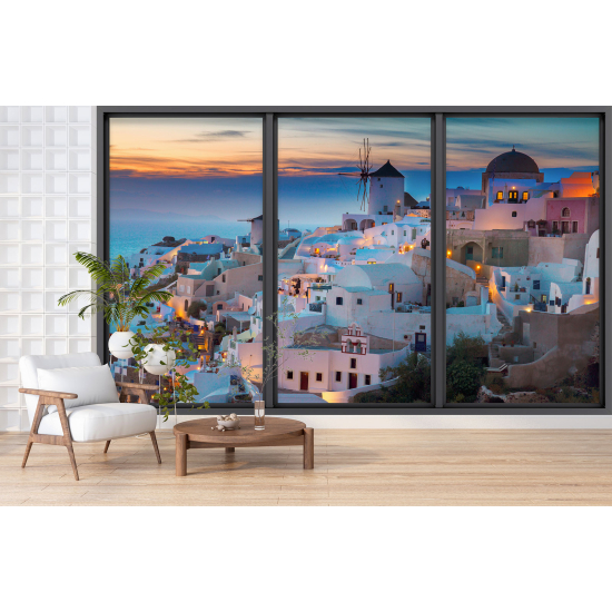 Carta da parati panoramica - Illusione ottica - Santorini