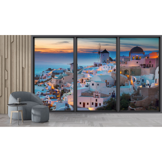 Carta da parati panoramica - Illusione ottica - Santorini