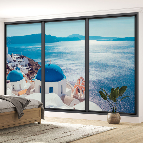 Carta da parati panoramica - Illusione ottica - Santorini