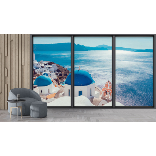 Carta da parati panoramica - Illusione ottica - Santorini