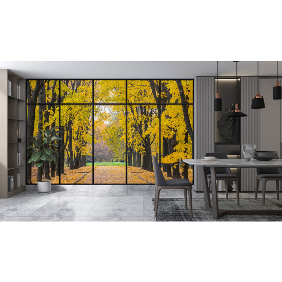 Carta da parati panoramica - Illusione ottica - Sentiero alberi