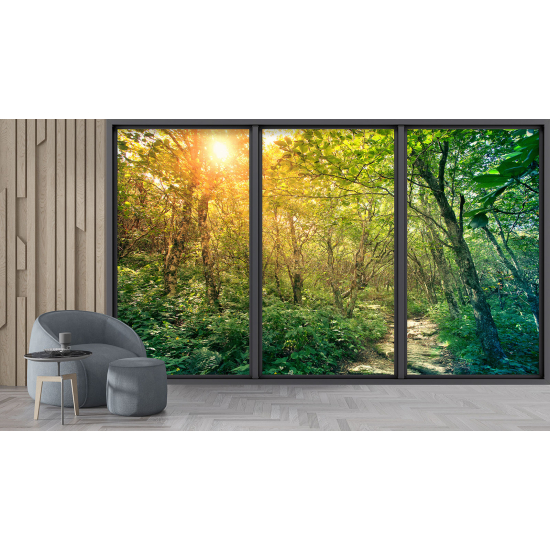 Carta da parati panoramica - Illusione ottica - Sentiero foresta