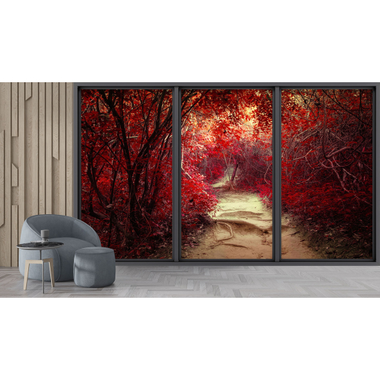 Carta da parati panoramica - Illusione ottica - Sentiero foresta