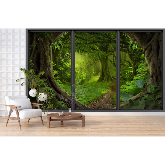 Carta da parati panoramica - Illusione ottica - Sentiero foresta