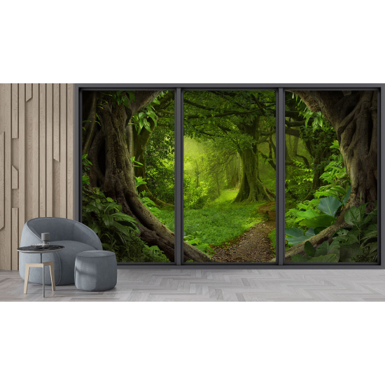 Carta da parati panoramica - Illusione ottica - Sentiero foresta