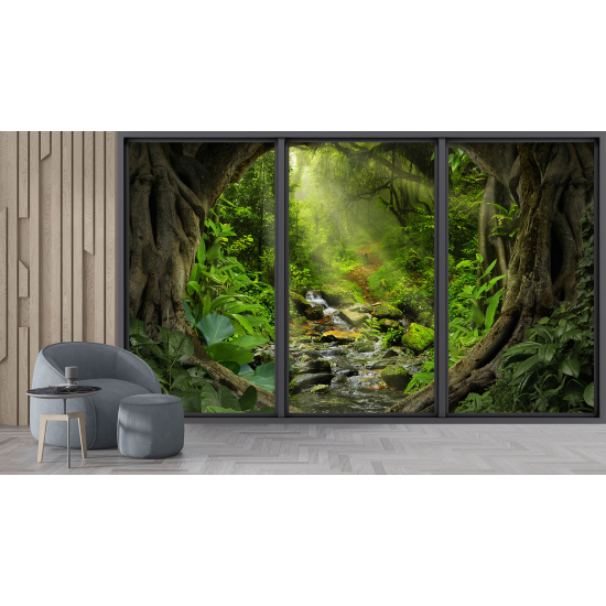 Carta da parati panoramica - Illusione ottica - Sentiero foresta