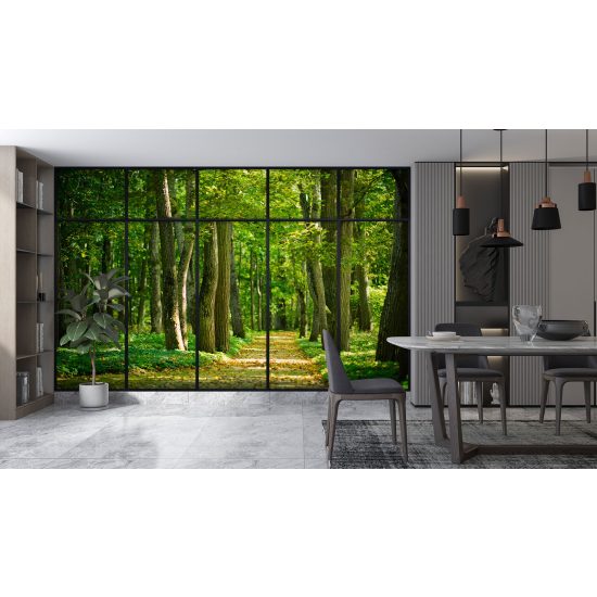 Carta da parati panoramica - Illusione ottica - Sentiero foresta
