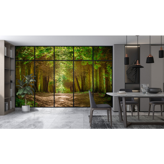Carta da parati panoramica - Illusione ottica - Sentiero foresta