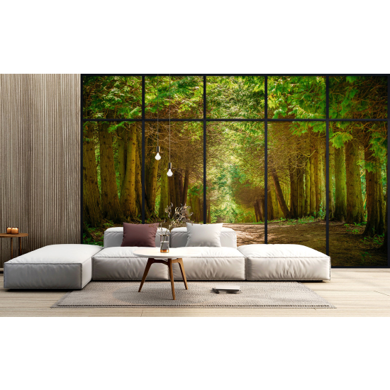 Carta da parati panoramica - Illusione ottica - Sentiero foresta