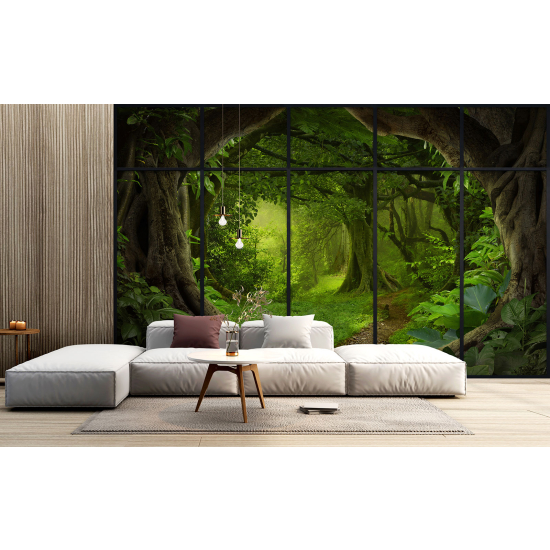 Carta da parati panoramica - Illusione ottica - Sentiero foresta
