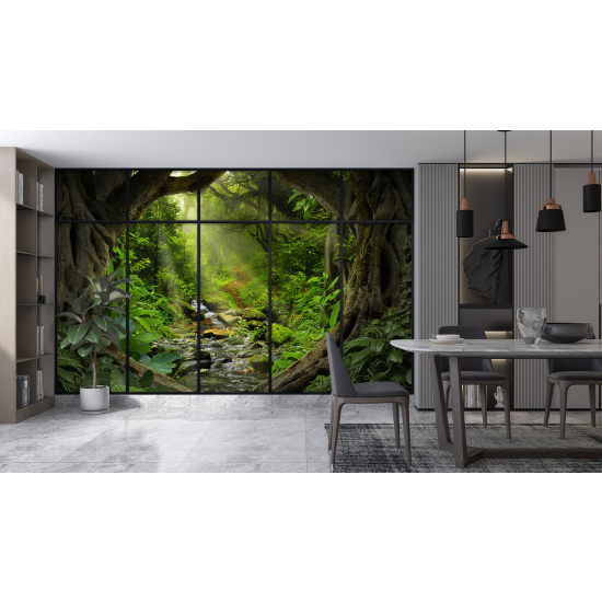 Carta da parati panoramica - Illusione ottica - Sentiero foresta
