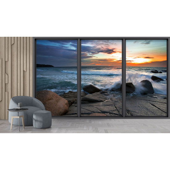 Carta da parati panoramica - Illusione ottica - Vista mare