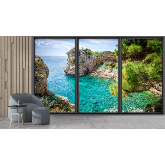 Carta da parati panoramica - Illusione ottica - Vista mare