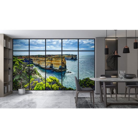 Carta da parati panoramica - Illusione ottica - Vista mare scogliere