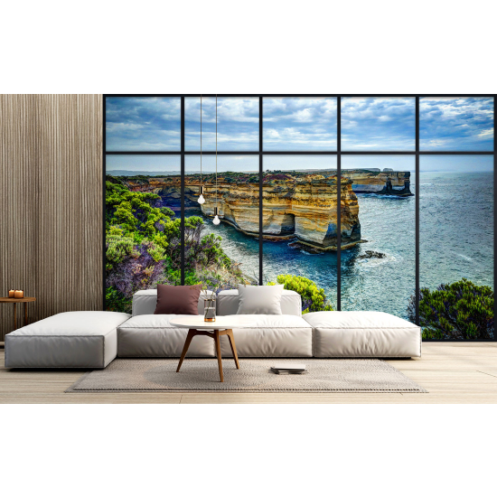 Carta da parati panoramica - Illusione ottica - Vista mare scogliere